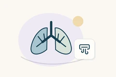 Lung symbols beside an air-vent badge.