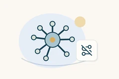 Radial network of connected circles beside a crossed-out route symbol.